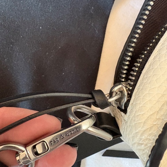 Rag & Bone Elliot Cream/Off White and Black Crossbody Leather Sling Bag - Picture 10 of 11
